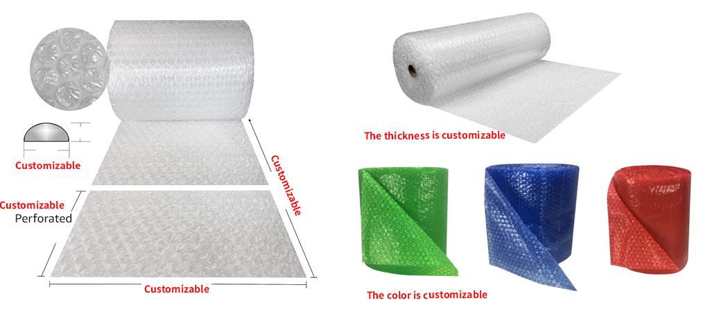 The bubble wrap-roll-product-supports-various-customizations
